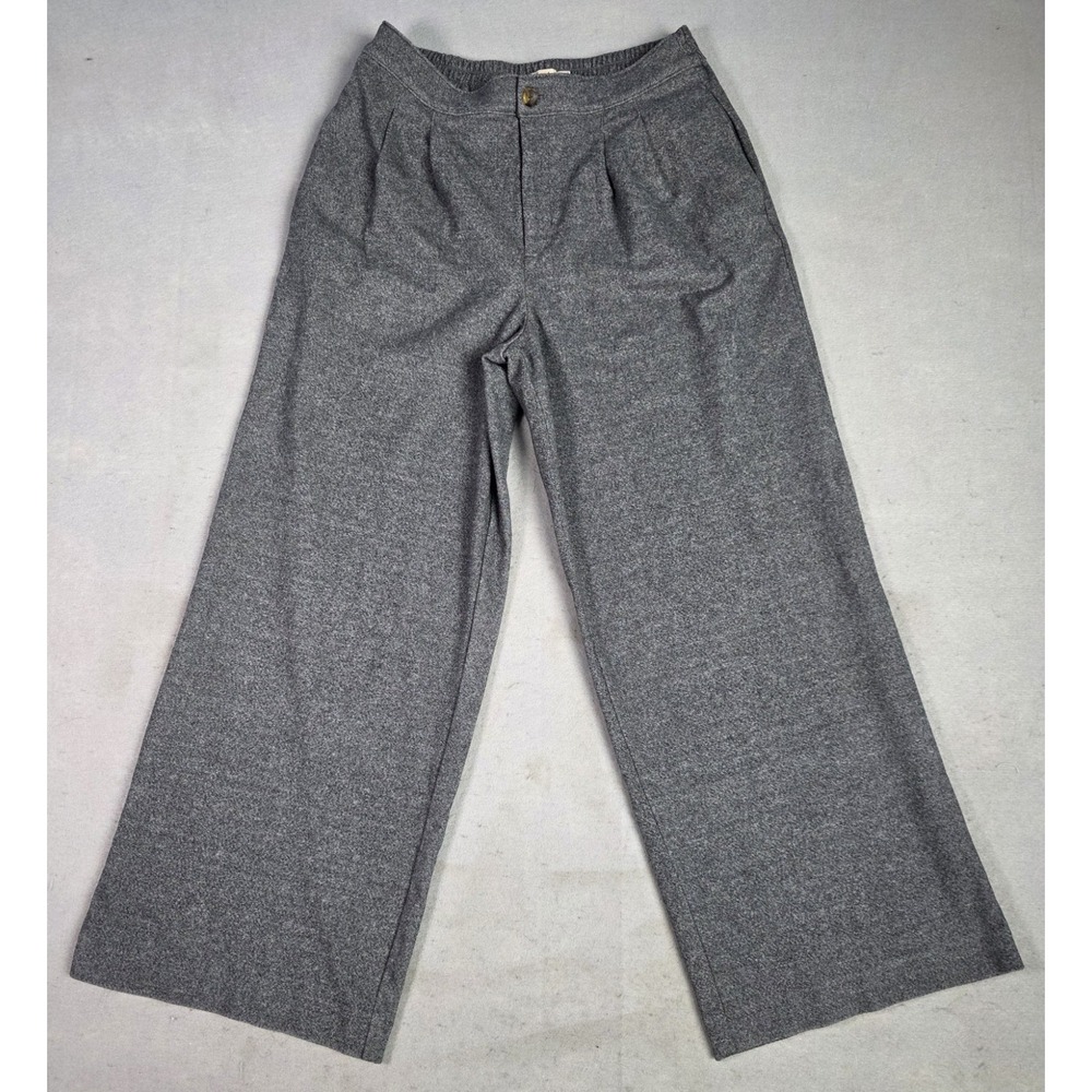 Women's Faherty Wide Leg Organic Cotton Pants Size 10 Elastic and Button